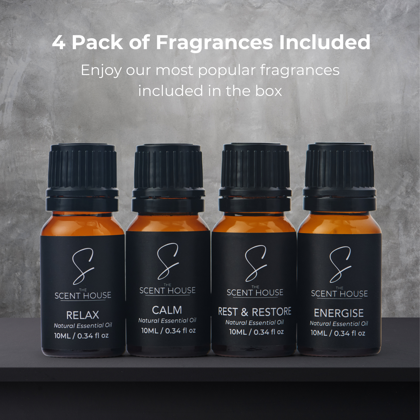 Dual Micro Scent Diffuser + 4x 10ml Bottles of fragrance